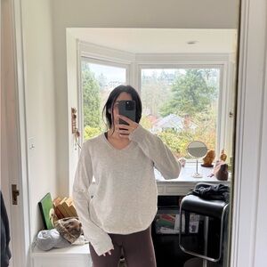 Brandy Melville Light Gray V-Neck Sweater